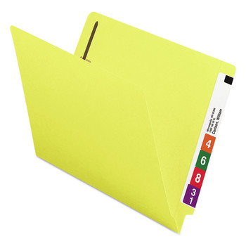 Smead 25940 0.75 in. Expansion Heavyweight Colored End Tab 2-Fastener Folders - Letter Size/Yellow Exterior (50/Box)
