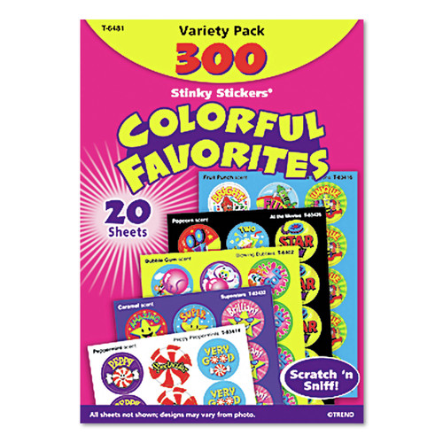 Arts & Crafts Supplies | TREND T6481 Colorful Favorites Stinky Stickers Variety Pack - Assorted Colors (300/Pack) image number 0