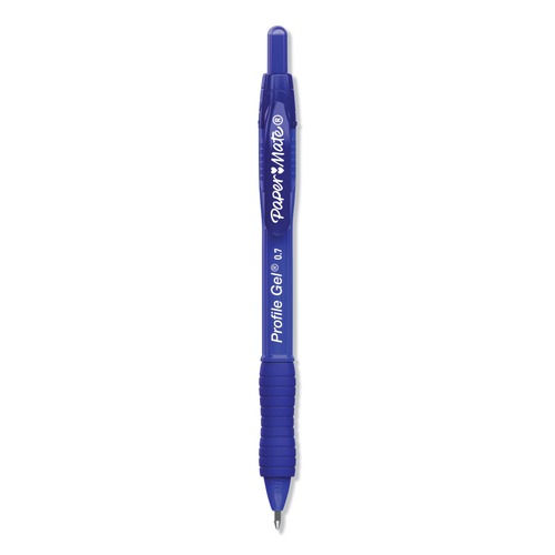 Pens | Paper Mate 2095472 Profile 0.7 mm Retractable Gel Pen - Blue Ink/Translucent Blue Barrel/Medium (1-Dozen) image number 0