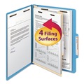 File Folders | Smead 13701 2 in. Expansion 1 Divider Letter Size 4 SafeSHIELD Fasteners Top Tab Classification Folders - Blue Exterior (10/Box) image number 5