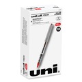 Pens | uni-ball 60139 VISION Fine 0.7 mm Stick Roller Ball Pen - Red Ink Silver/Red/Clear Barrel (1-Dozen) image number 0