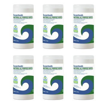 Boardwalk BWK4736 7 in. x 8 in. Natural All Purpose Wipes - Unscented, White (6 Canisters/Carton)