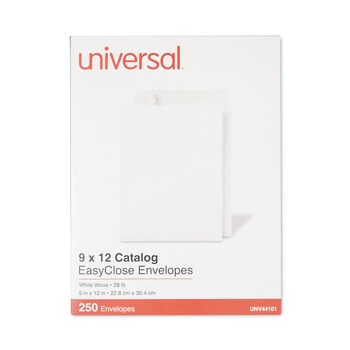 Universal UNV44101 EasyClose 9 in. x 12 in. Square Flap Self-Adhesive Closure #10 1/2 Catalog Envelope - White (250/Box)