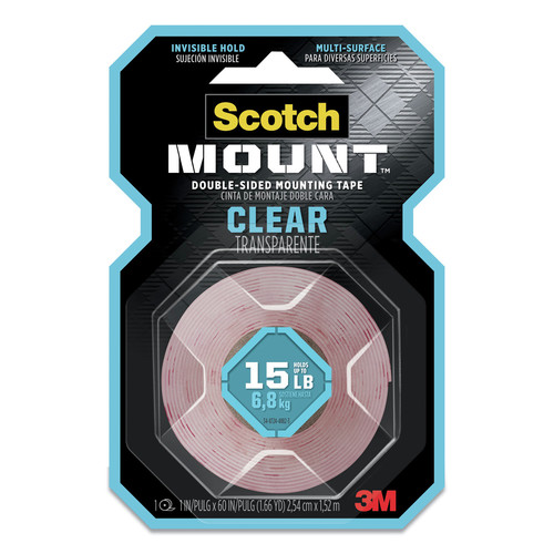 Packing Tapes | Scotch 410H 1 in. x 60 in. Permanent Clear Mounting Tape Holds Up to 15 lbs. - Clear (1-Roll) image number 0