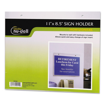  | NuDell 38008Z 11 in. x 8.5 in. Quick-Change Insert System Plastic Horizontal-Orientation Wall Sign Holder with Mounting Screws - Clear