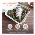 Food Trays, Containers, and Lids | World Centric CTLSCU3LF 8.9 in. x 6.9 in. x 0.4 in. Paper Fiber Lids for Fiber Containers - Natural (400/Carton) image number 1