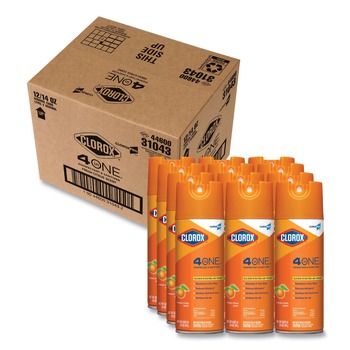 Clorox 31043 14 oz. Citrus 4-in-1 Disinfectant and Sanitizer Aerosol Spray (12/Carton)
