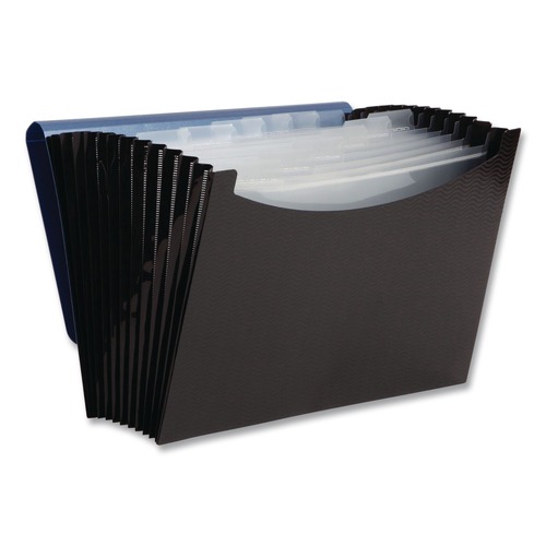 File Folders | Smead 70863 0.88 in. Expansion 1/6-Cut Tabs 12-Pocket Poly Expanding File - Letter Size/Black/Blue image number 0