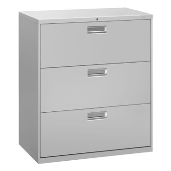 HON H683.L.Q Brigade 600 Series Three-Drawer 36 in. x 18 in. x 39.13 in. Lateral File - Light Gray