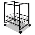 Office Filing Cabinets & Shelves | Advantus 34075 2 Drawers 1 Bin 12.88 in. x 15 in. x 21.13 in. Metal Mobile File Cart with Sliding Baskets - Black image number 2