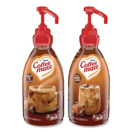 Condiments | Coffee-Mate 12323367 1.5 L Liquid Creamer Pump Bottle - Salted Caramel Chocolate (2/Carton) image number 0