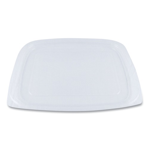 Food Trays, Containers, and Lids | World Centric RDLCS24 6.5 in. x 7.5 in. x 0.3 in. PLA Rectangular Plastic Deli Container Lids - Clear (600/Carton) image number 0