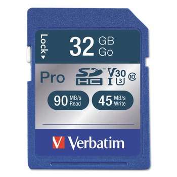 Verbatim 98047 32GB UHS-I V30 U3 Class 10 Pro 600X SDHC Memory Card