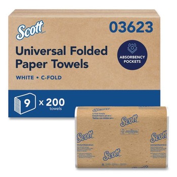 Scott 03623 10.13 in. x 13.15 in. 1-Ply Essential C-Fold Towels - White (9 Packs/Carton)