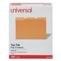 File Folders | Universal UNV10507 Deluxe Colored 1/3-Cut Top Tabs Letter Size File Folders - Orange/Light Orange (100/Box) image number 0