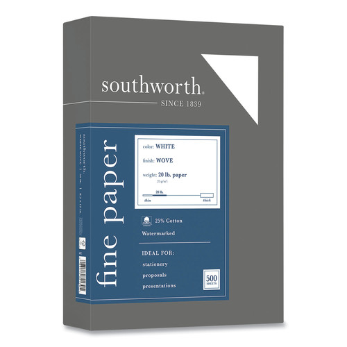 Copy & Printer Paper | Southworth 403C 8.5 in. x 11 in. 20 lb Bond Weight 25 Percent Cotton Business Paper - White (1/Box) image number 0