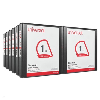 BINDERS AND BINDING SUPPLIES | Universal UNV20741PK 11 x 8.5 1 in. Capacity Slant D-Ring View Binder, 3 Rings - Black (12/Carton)