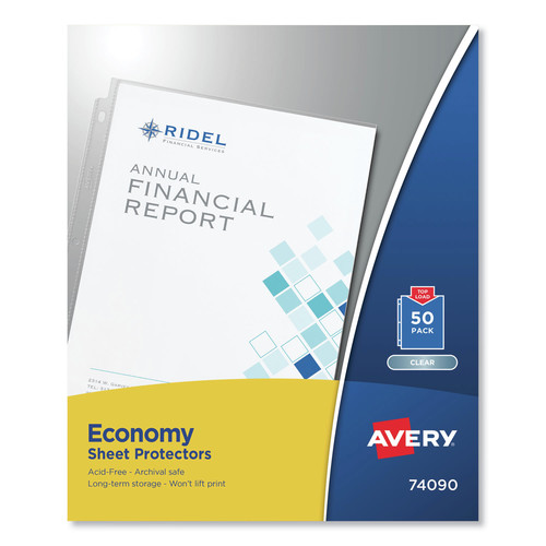 Sheet Protectors | Avery 74090 Letter Size Economy Gauge Top-Load Sheet Protector - Clear (50/Box) image number 0