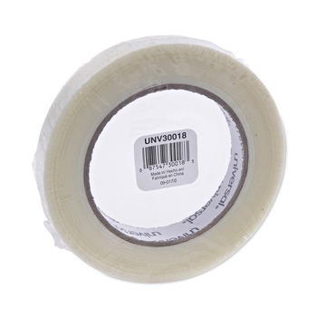 Universal UNV30018 3 in. Core 18 mm. x 54.8 m. #120 Utility Grade Filament Tape - Clear (1-Roll)