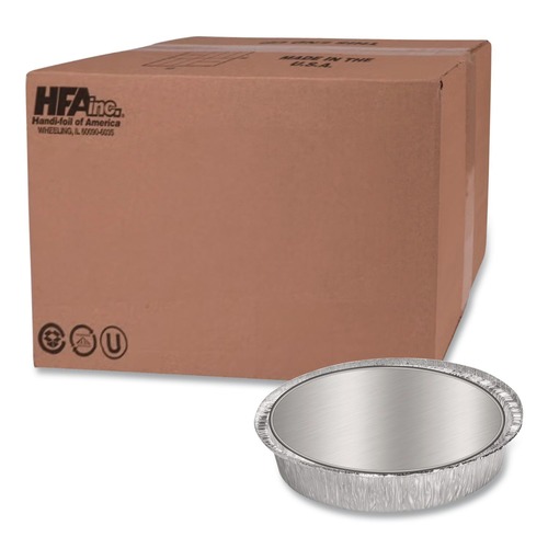  | Handi-Foil 204630 9 in. Diameter 48 oz. Round Aluminum Container with Lid - Silver (500/Carton) image number 0