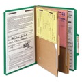 File Folders | Smead 19083 6 SafeSHIELD Fasteners 2 Dividers Legal Size 6-Section Pressboard Top Tab Pocket Classification Folders - Green (10/Box) image number 1