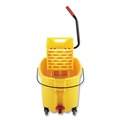 Mop Buckets | Rubbermaid Commercial FG618688YEL 44 qt. WaveBrake 2.0 Side-Press Plastic Bucket/Wringer Combos - Yellow image number 2
