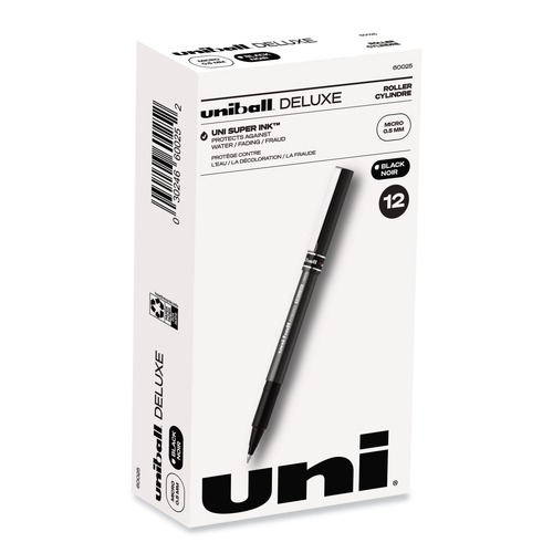 Pens | uni-ball 60025 Extra-Fine 0.5 mm Stick Deluxe Roller Ball Pen - Black Ink Metallic Gray/Black Barrel (1-Dozen) image number 0