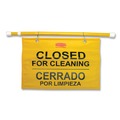 Just Launched | Rubbermaid Commercial FG9S1600YEL Site Safety Multi-Lingual 50 in. x 1 in. x 13 in. Hanging Sign - Yellow image number 1