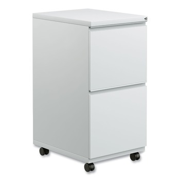 Alera ALEPBFFLG 14.96 in. x 19.29 in. x 27.75 in. 2 Legal/Letter-Size File Drawers Left or Right File Pedestal with Full-Length Pull - Light Gray