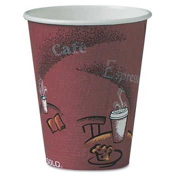 SOLO OF8BI-0041 8 oz. Paper Bistro Design Hot Drink Cups - Maroon (500/Carton)