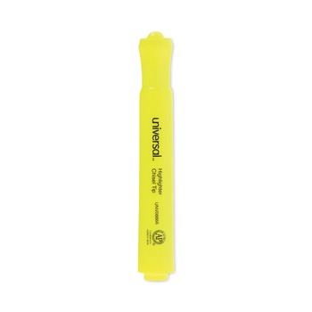 Universal UNV08866 Chisel Tip Desk Highlighter Value Pack - Fluorescent Yellow Ink, Yellow Barrel (36/Pack)