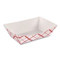 Food Trays, Containers, and Lids | SCT 417 2 lbs. Capacity Paper Food Baskets - Red/White (1000/Carton) image number 1