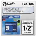 Labels | Brother P-Touch TZE135 TZe 0.47 in. x 26.2 ft. Standard Adhesive Laminated Labeling Tape - White on Clear image number 1