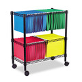 Just Launched | Alera ALEFW601426BL 26 in. x 14 in. x 29.5 in. 1 Shelf 3 Bins Metal Two-Tier File Cart for Front-to-Back and Side-to-Side Filing - Black image number 1