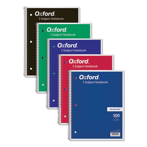 Notebooks & Pads | Oxford 65161 11 in. x 8.5 in. Sheets 3-Hole Punch Medium/College Rule Coil-Lock Wirebound Notebook - Randomly Assorted Cover Color image number 0