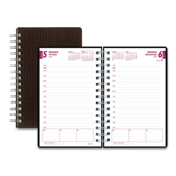 Brownline CB634V.BLK 12-Month (Jan to Dec): 2026 8 in. x 5 in. DuraFlex Daily Planner - Black Cover