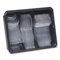 Cutlery | Dixie CH0180DX7 Cutlery Keeper Tray with Plastic Forks/Knives/Spoons - Clear (180/Box) image number 0