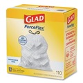 Trash Bags | Glad 22541 ForceFlex Kitchen Drawstring Trash Bags, Drawstring, 13 gal, Unscented, 23.47 x 25.38, White, 110 Bags/Box, 3 Boxes/Carton image number 1