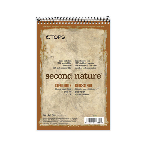 Notebooks & Pads | TOPS 74688 Second Nature 6 in. x 9 in. Sheets Gregg Rule Recycled Notepads - Brown Cover image number 0