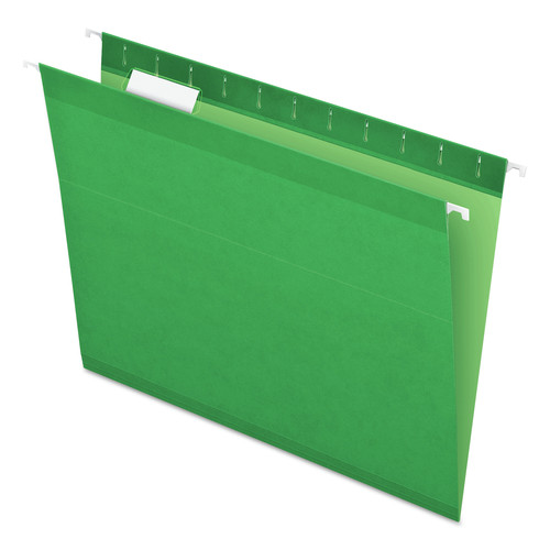 File Folders | Pendaflex 04152 1/5 BGR 1/5-Cut Tabs Colored Reinforced Hanging Folders - Letter Size/Bright Green (25/Box) image number 0