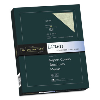 Southworth Z560CK 8.5 in. x 11 in. 65 lbs. Cover Weight 25% Cotton Linen Cover Stock (100/Box)