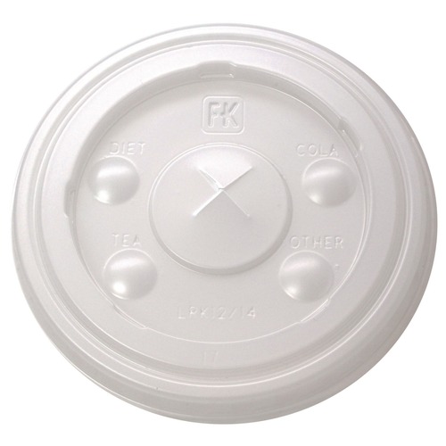 Cups and Lids | Fabri-Kal 9508216 Kal-Clear/Nexclear Flat X-Style Straw Slot Plastic Drink Cup Lids Fits 12 oz. to 14 oz. Cold Cups - Translucent (1000/Carton) image number 0