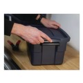 Cleaning Carts | Rubbermaid RMRT030003 10.63 in. x 15.69 in. x 7 in. 3 gal. Roughneck Storage Box - Dark Indigo Metallic image number 4