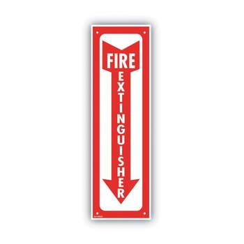 SAFETY SIGNS | Cosco 098063 4 in. x 13 in. Fire Extinguisher Glow-In-The-Dark Safety Sign - Red