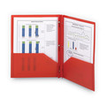 File Folders | Smead 87727 11 in. x 8.5 in. 180-Sheet Capacity Poly 2-Pocket Folder with Fasteners - Red (25/Box) image number 4