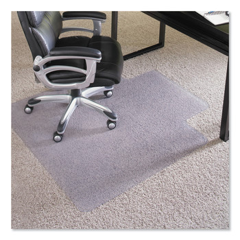 OFFICE CHAIR MATS | ES Robbins 124154 45 x 53 EverLife Intensive Use Rectangular Chair Mat with Lip for High Pile Carpet - Clear