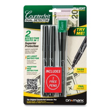 PRODUCTS | Dri-Mark DRI-351UVB U.S Most Foreign Currencies Smart Money Counterfeit Detector Pen with Reusable UV LED Light - Black