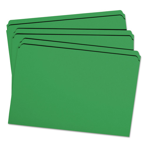 File Folders | Smead 17110 Straight Tabs Legal Size 0.75 in. Expansion Reinforced Top Tab Colored File Folders - Green (100/Box) image number 0