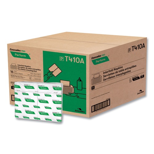 Paper Towels and Napkins | Cascades PRO T410 6.5 in. x 4.25 in. 1-Ply Perform Interfold Napkins - White (6016/Carton) image number 0