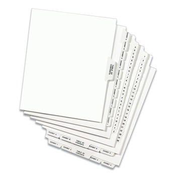Avery 01402 11 in. x 8.5 in. 26-Tab B Avery Style Preprinted Legal Exhibit Side Tab Index Dividers - White (25/Pack)